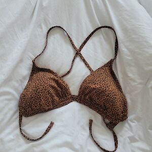 Leopard Print Triangle Bikini Top